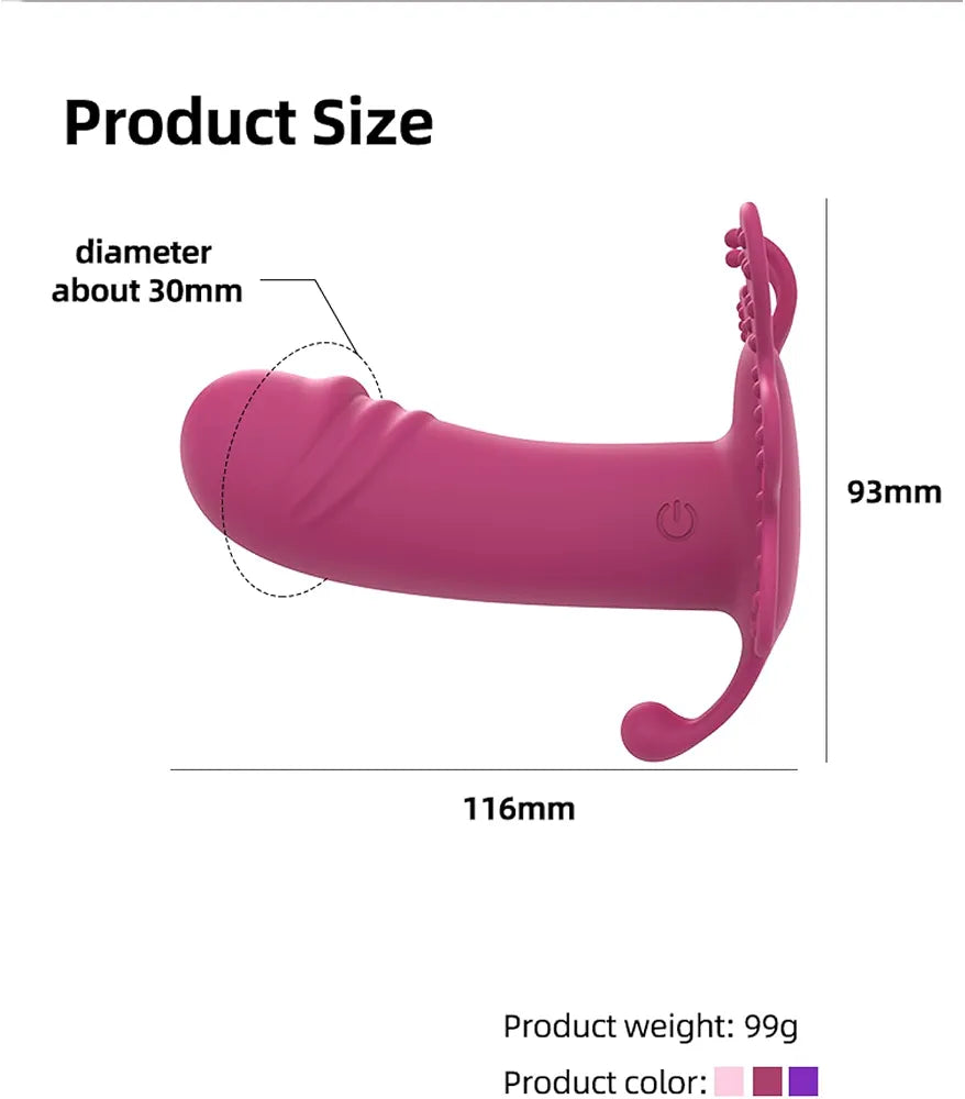 Premium Rechargeable Silicone Butterfly Panty Vibrator with 10 Vibration Modes - Purple