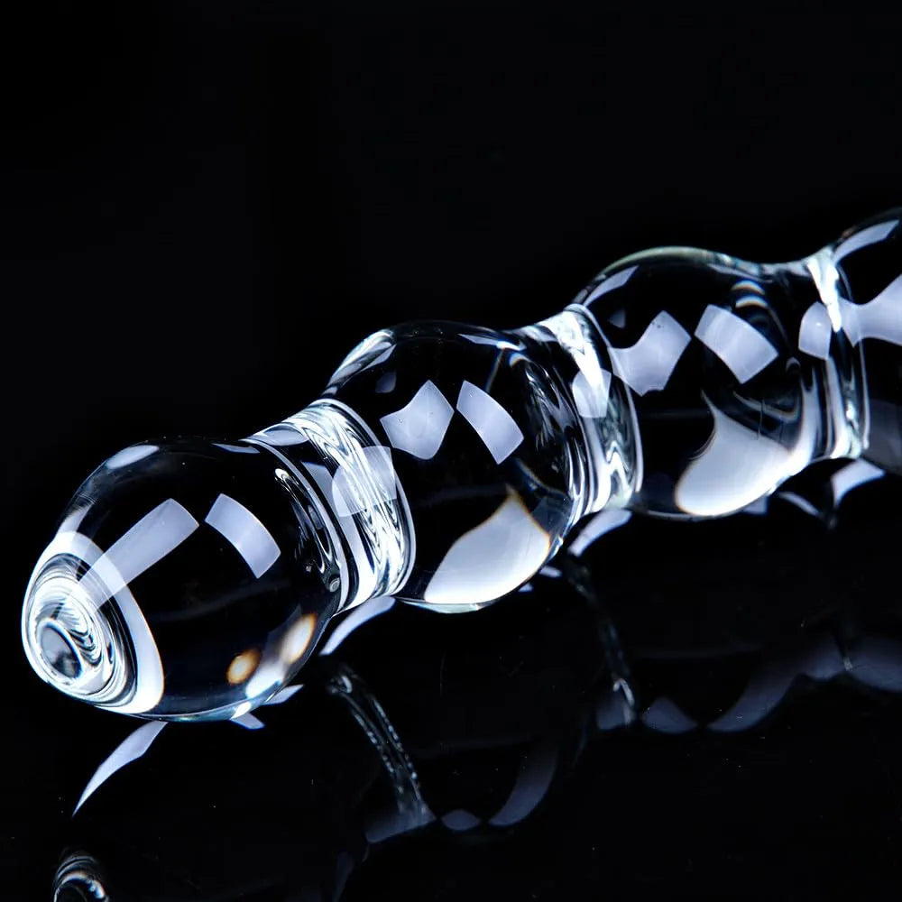 Premium Borosilicate Glass Anal Bead Plug - 7.9 Inch Conical Prostate Massager for Temperature Play