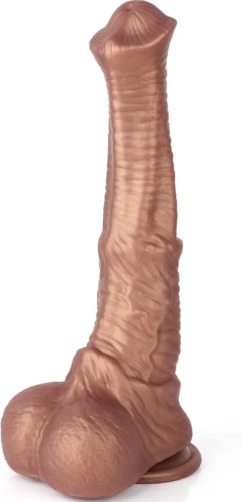10-Inch Realistic Horse Dildo with Strong Suction Cup - Soft Silicone Girthy Animal-Style Toy for Anal Play