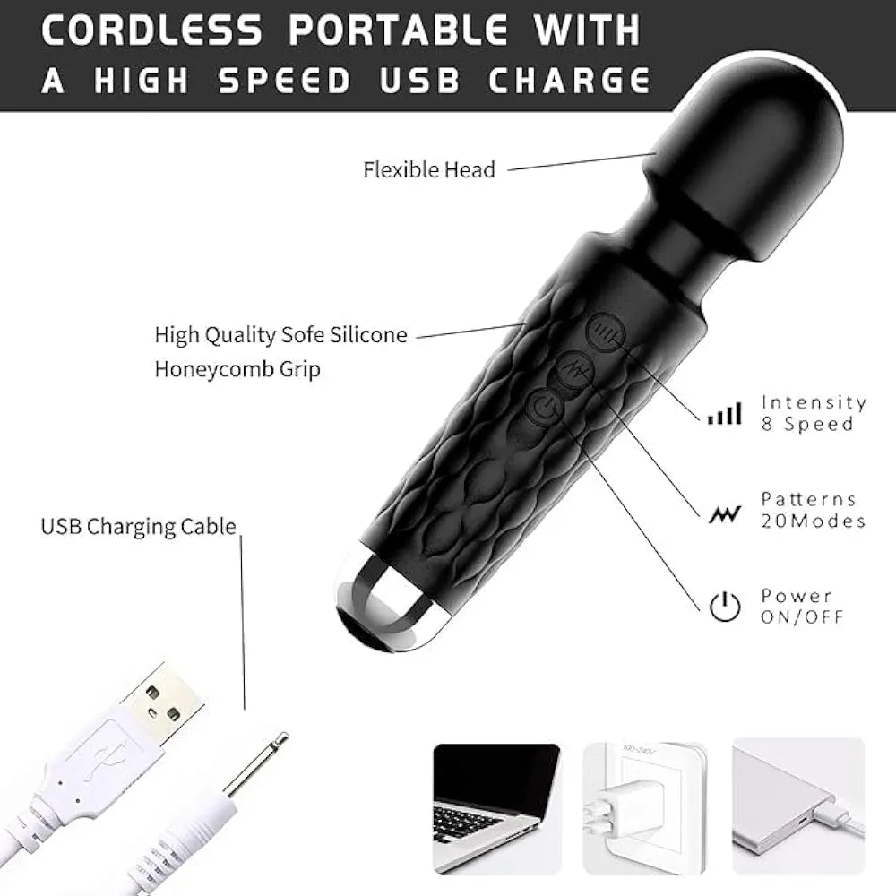 Premium 8-Speed Waterproof Wand Massager for Clitoral and G-Spot Stimulation