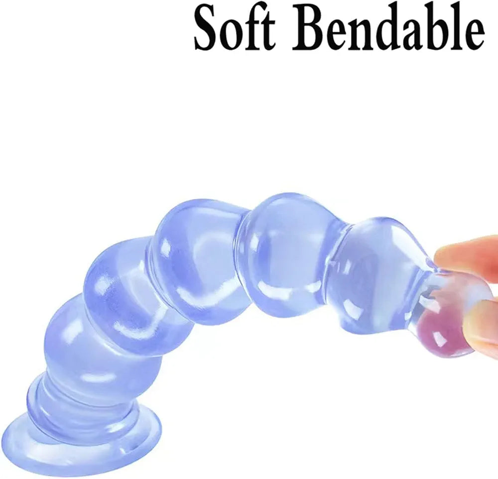 Premium 9.4-Inch Silicone Anal Beads with Suction Base and Clitoral Stimulator