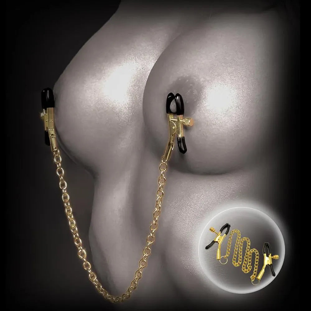 Adjustable Gold-Tone Nipple Clamps - Premium BDSM Bondage & Erotic Play Accessory