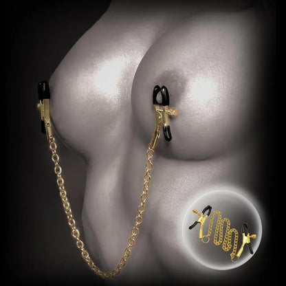Adjustable Gold-Tone Nipple Clamps - Premium BDSM Bondage & Erotic Play Accessory