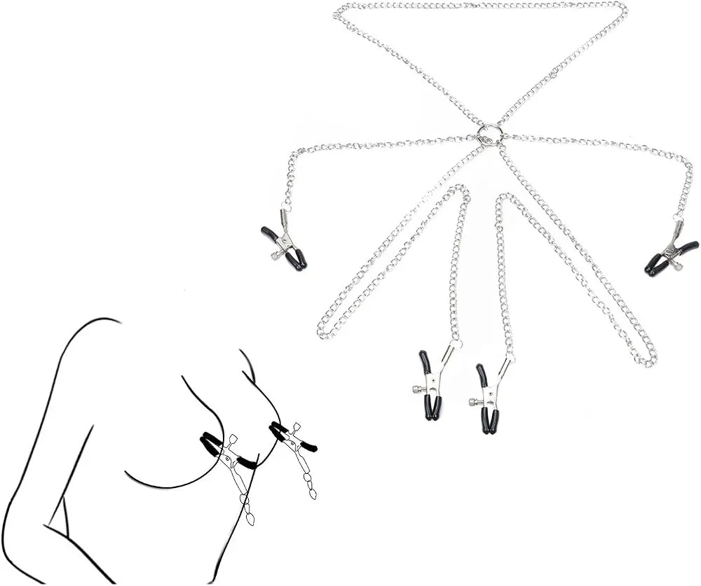 Adjustable Non-Piercing Nipple and Clitoral Clamps for Couples Bondage Play