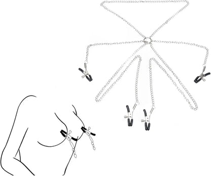 Adjustable Non-Piercing Nipple and Clitoral Clamps for Couples Bondage Play