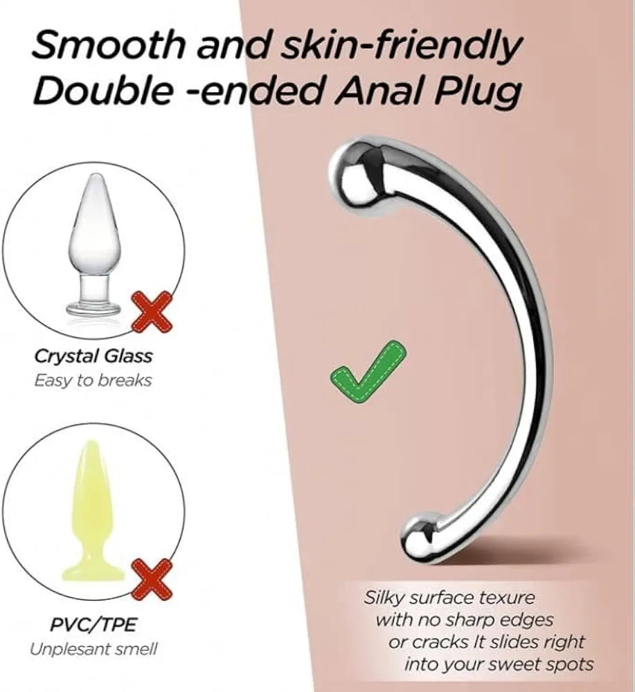 Premium Double-Ended Stainless Steel G-Spot and Prostate Massage Wand