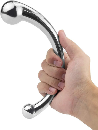 Premium Dual-Ended Curved Metal G-Spot and Wand Stimulator for Couples