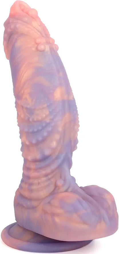 8-Inch Realistic Curved Dragon Dildo with Suction Cup - Soft Silicone Fantasy Sex Toy