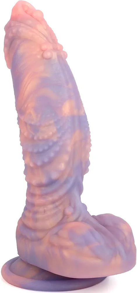 8-Inch Realistic Curved Dragon Dildo with Suction Cup - Soft Silicone Fantasy Sex Toy