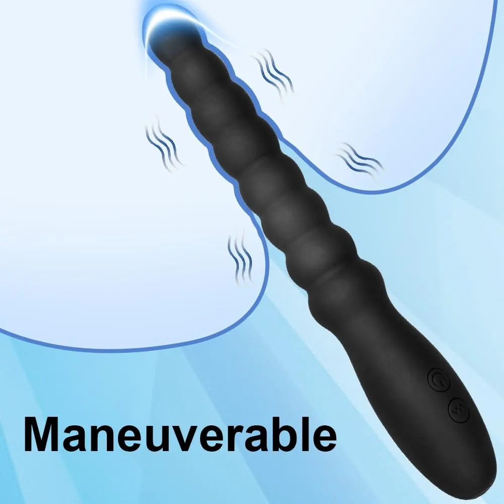 Premium Rechargeable Silicone Vibrating Anal Plug and Bead Stimulator for Couples