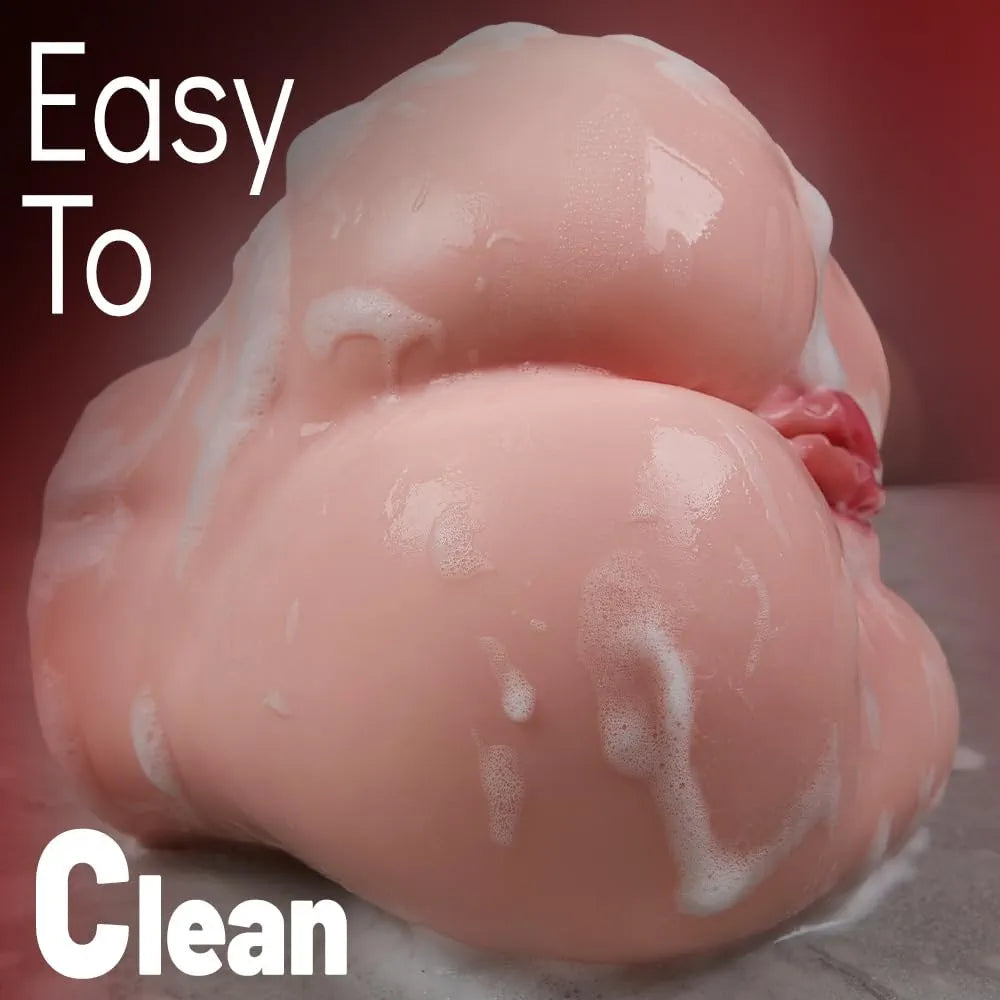 Lifelike Dual-Entry Male Masturbator with Suction Pump and Realistic Puffy Labia
