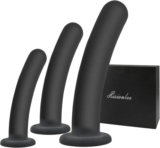 3-Piece Silicone Anal Plug and Dildo Training Kit with Suction Cup for Prostate and G-Spot Stimulation