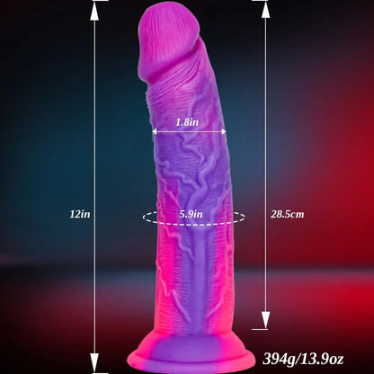 12-Inch Realistic Soft Silicone Extra-Long Thick Dildo with Strong Suction Cup for Hands-Free Play
