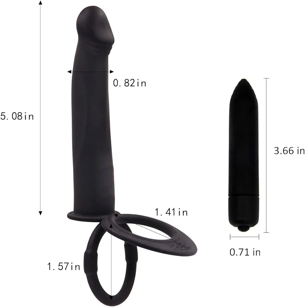Dual-Action Silicone Vibrating Anal Plug and Penis Ring for Couples