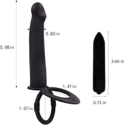Dual-Action Silicone Vibrating Anal Plug and Penis Ring for Couples