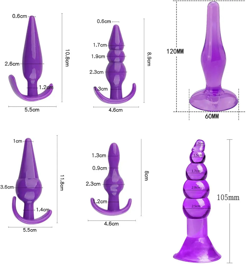 17-Piece Flexible Silicone Anal Bead Set with Ergonomic Butt Plug