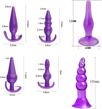 17-Piece Flexible Silicone Anal Bead Set with Ergonomic Butt Plug