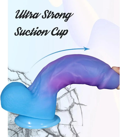 8-Inch Realistic Silicone Dildo with Suction Cup - Flexible G-Spot and Anal Stimulator