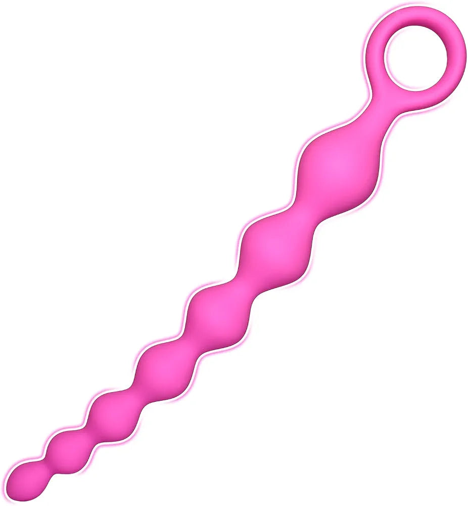 Silicone 7-Bead Anal Stimulator with Pull Ring - Beginner-Friendly Prostate and G-Spot Massager