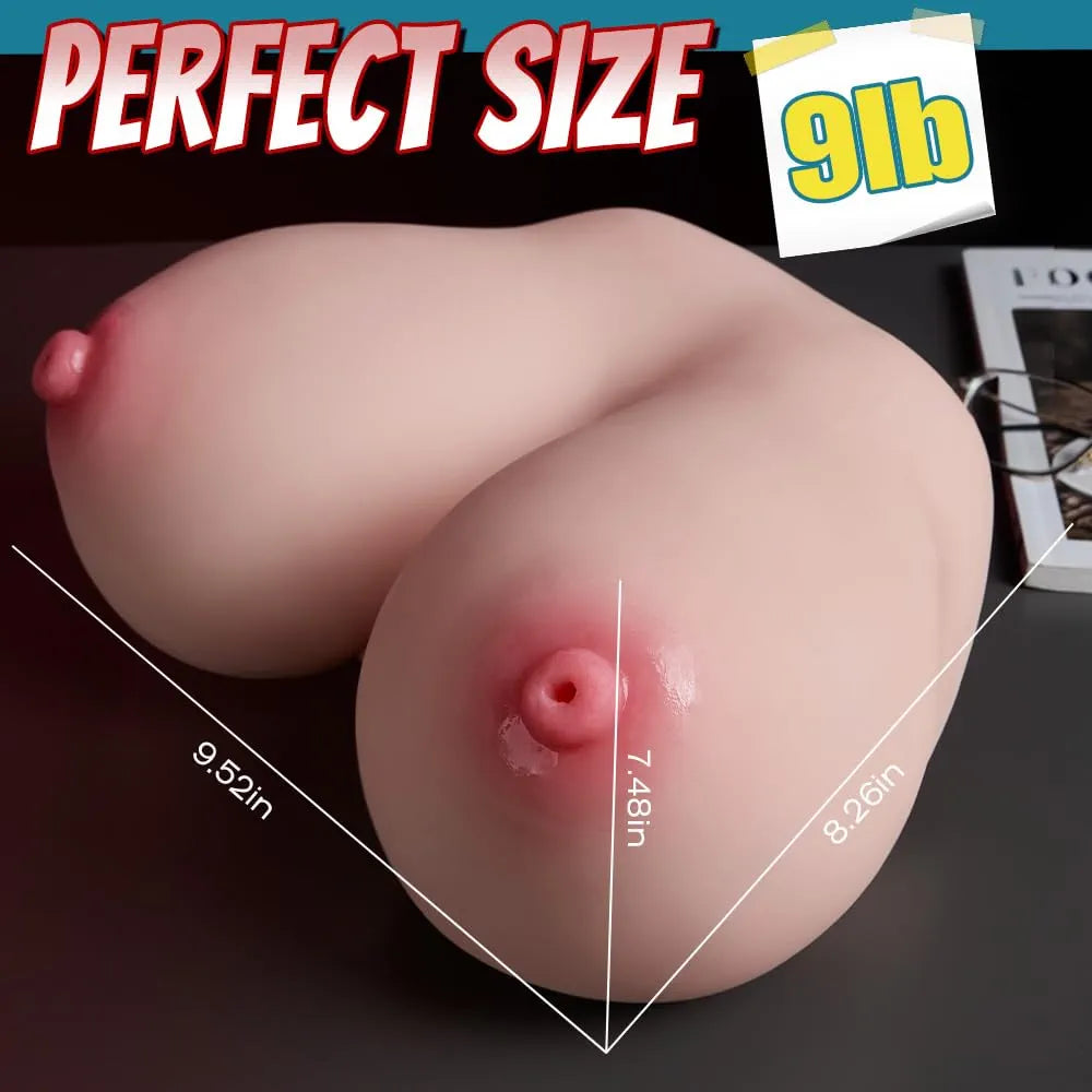 9LB Realistic Silicone Male Masturbator Torso with Dual 3D Channels and Soft Insertable Breasts