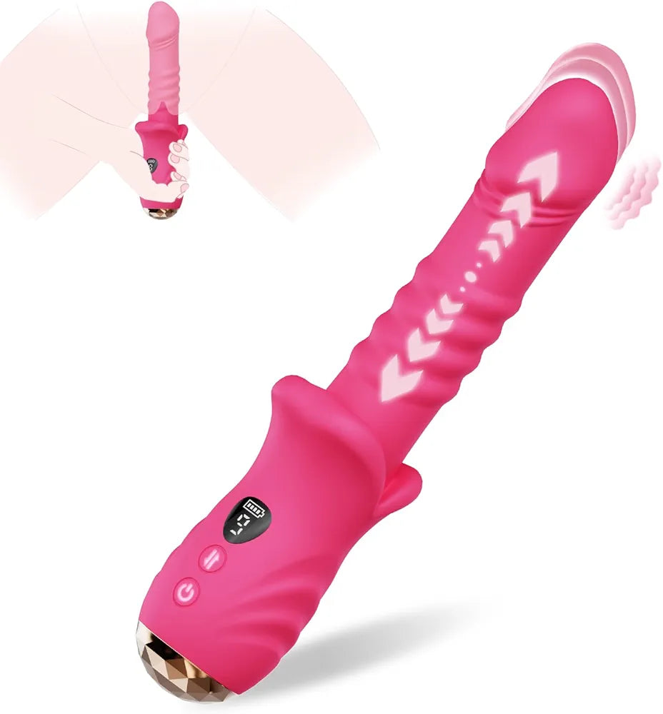 Rechargeable Waterproof Thrusting and Vibrating G-Spot Massager with LED Display