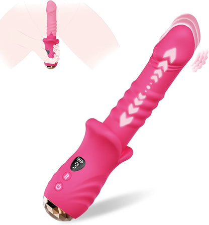 Rechargeable Waterproof Thrusting and Vibrating G-Spot Massager with LED Display