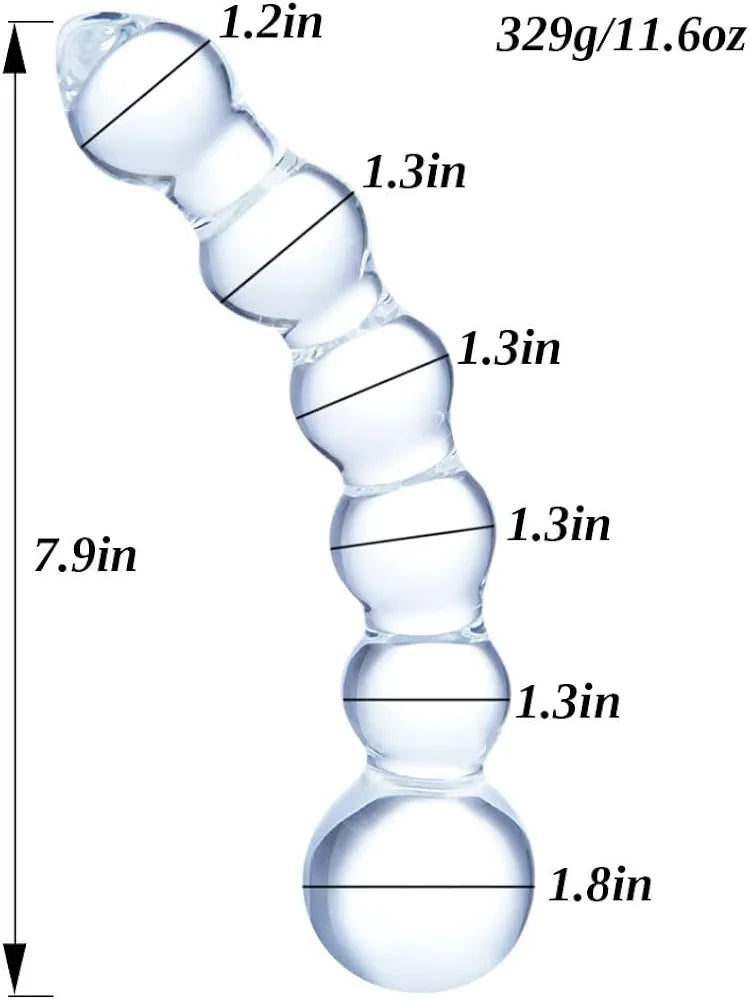 Premium Borosilicate Glass Anal Bead Plug - 7.9 Inch Conical Prostate Massager for Temperature Play