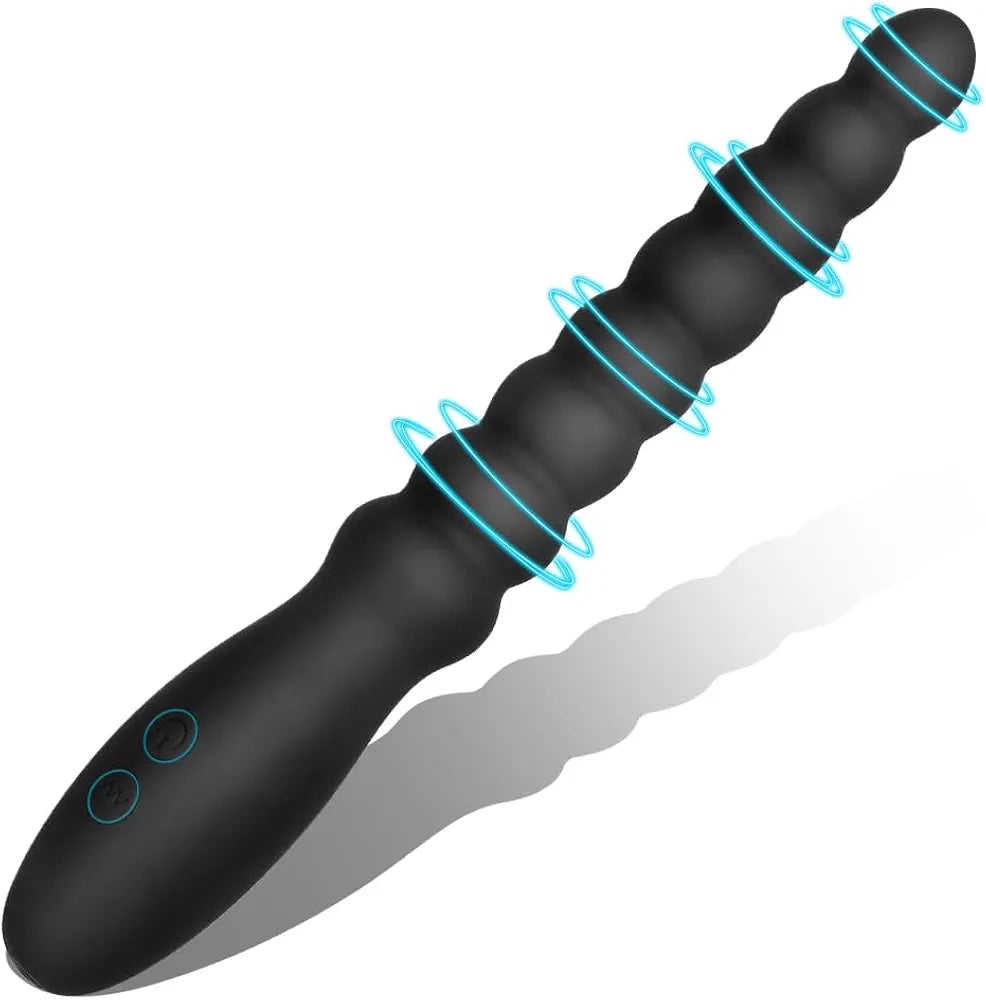 Premium Rechargeable Silicone Vibrating Anal Plug and Bead Stimulator for Couples