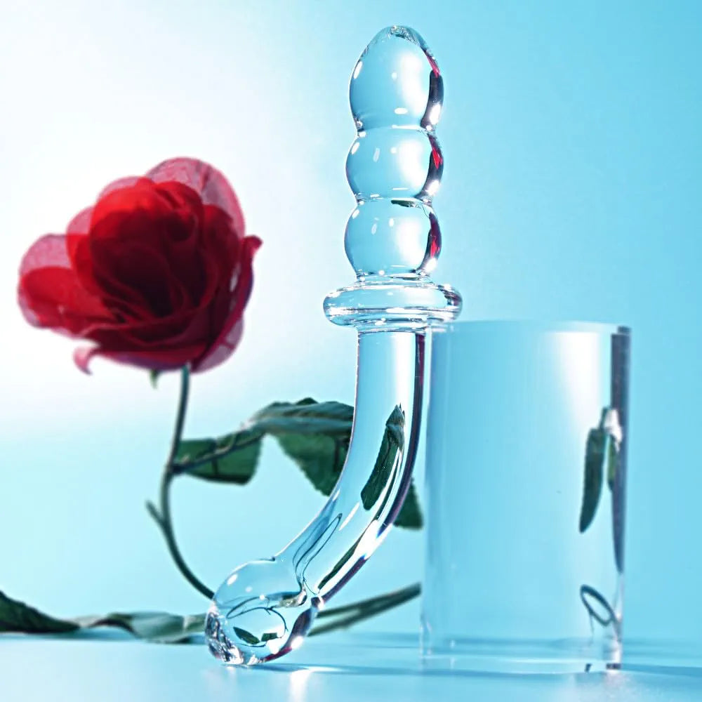 Ergonomic Double-Ended Crystal Glass Anal Bead Massager for Beginners