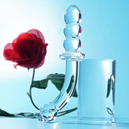 Ergonomic Double-Ended Crystal Glass Anal Bead Massager for Beginners