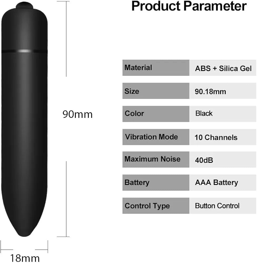 10-Speed Mini Bullet Vibrator for Clitoral and G-Spot Stimulation - Discreet Waterproof Personal Massager