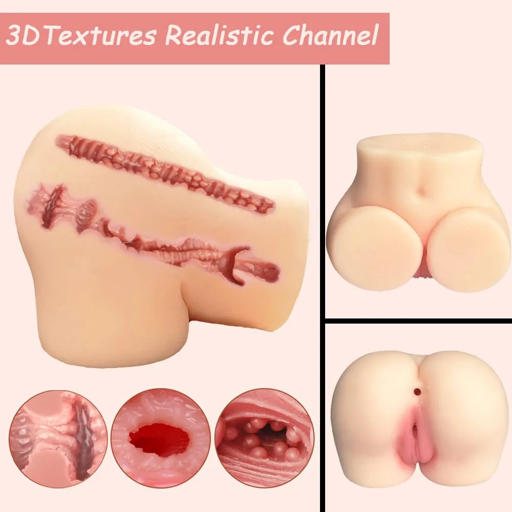 Realistic 1.3LB TPE Mini Torso Masturbator with Dual Vaginal and Anal Channels