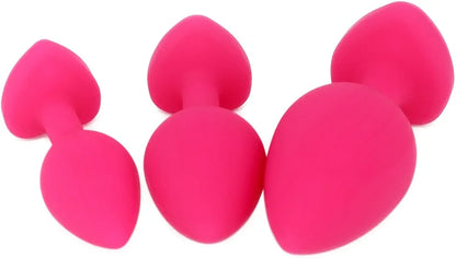 3-Piece Heart-Shaped Jeweled Silicone Butt Plug Training Set