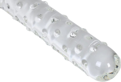 Large Crystal Glass Dildo with Dotted Texture for G-Spot Stimulation