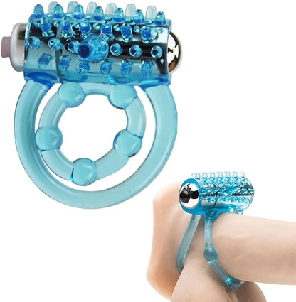 Dual-Ring Vibrating Penis Enhancer with Clitoral Stimulator for Couples