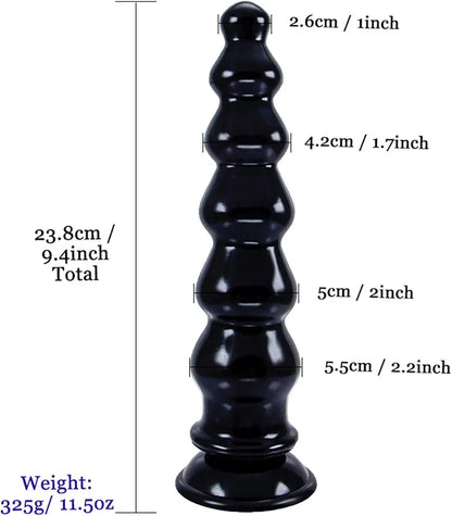 Premium 9.4-Inch Silicone Anal Beads with Suction Base and Clitoral Stimulator