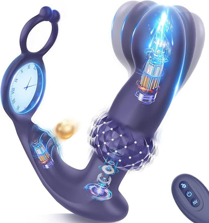 Advanced Remote-Controlled Prostate Massager with Thrusting Vibration and Cock Ring