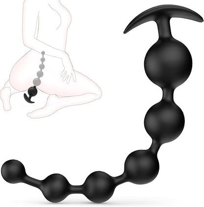 Premium Silicone Gradient Anal Bead Trainer and Prostate Massager - 9.8 Inch Flexible Pleasure Toy