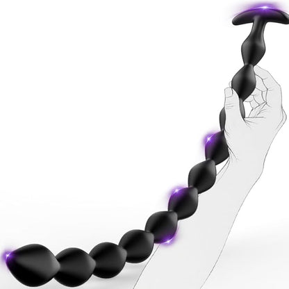 Premium Silicone Gradient Anal Bead Trainer and Prostate Massager - 9.8 Inch Flexible Pleasure Toy