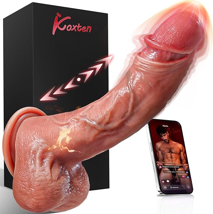 Koxten Realistic Thrusting and Heating Dildo Vibrator with Suction Cup - 9 Vibration Modes