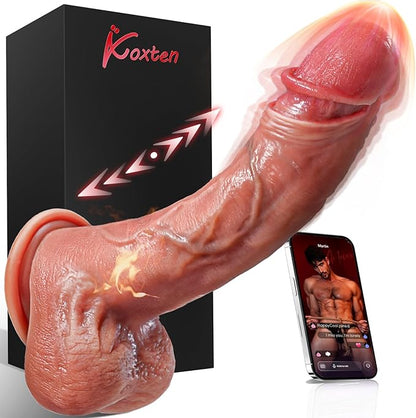 Koxten Realistic Thrusting and Heating Dildo Vibrator with Suction Cup - 9 Vibration Modes