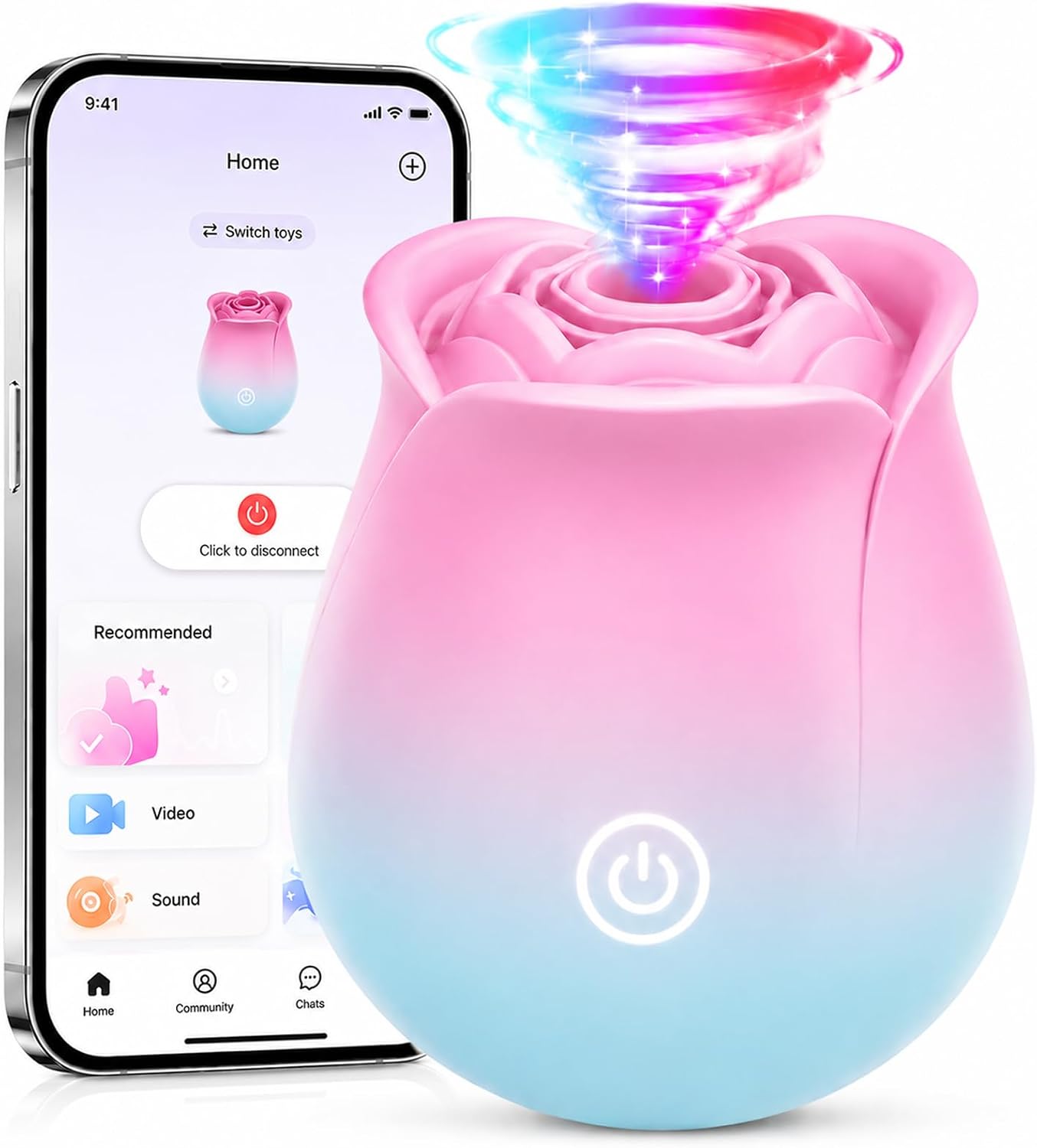 Rose App-Controlled Vibrator: 9-Mode Waterproof Sucking & Clitoral Stimulator for Couples