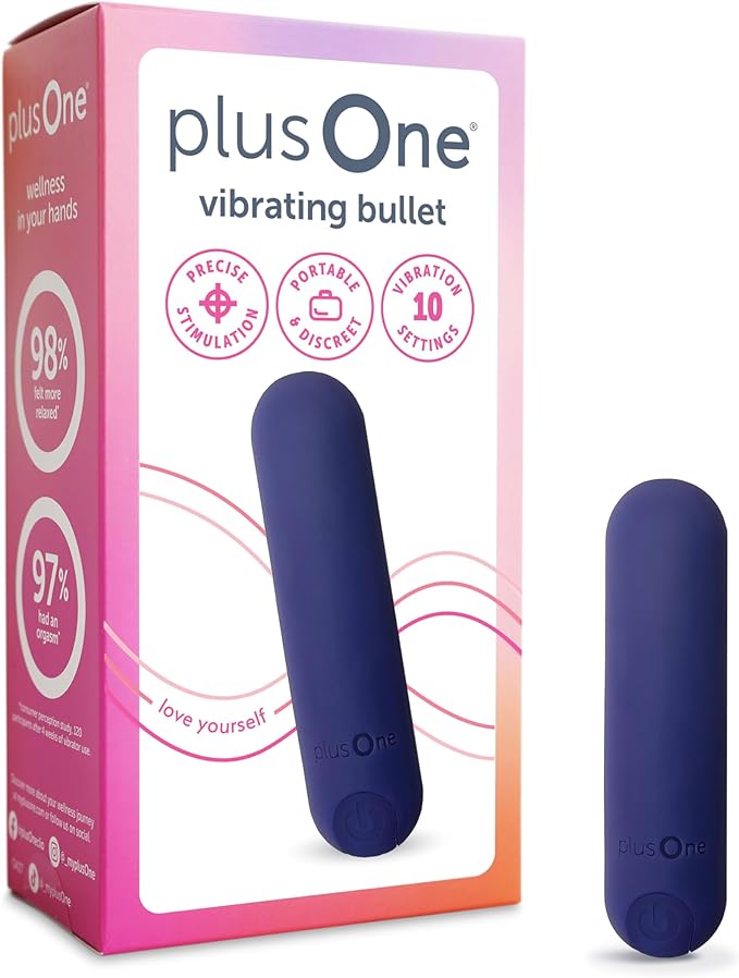 plusOne Mini Bullet Vibrator for Women - Waterproof Silicone Personal Massager, Pink