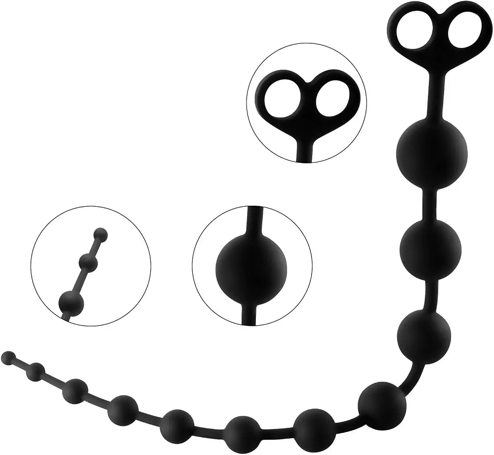 Extra Long 22-Inch Silicone Anal Bead Stimulator with Secure Pull Ring