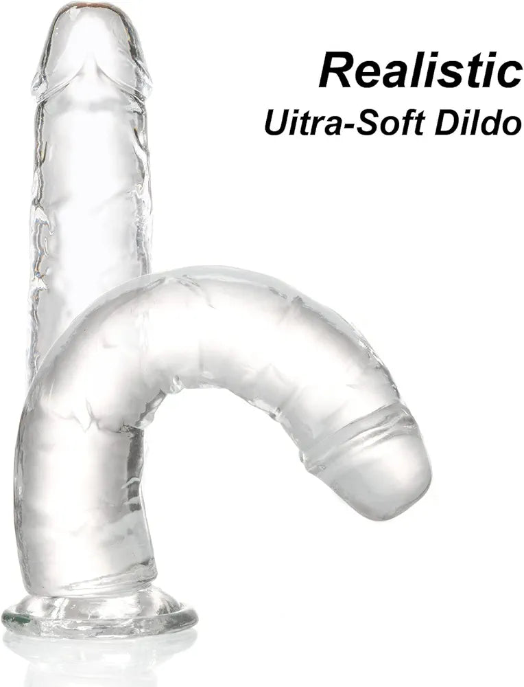 7.1-Inch Realistic Clear Dildo with Strong Suction Cup for Hands-Free Play - Soft Beginner-Friendly Adult Toy