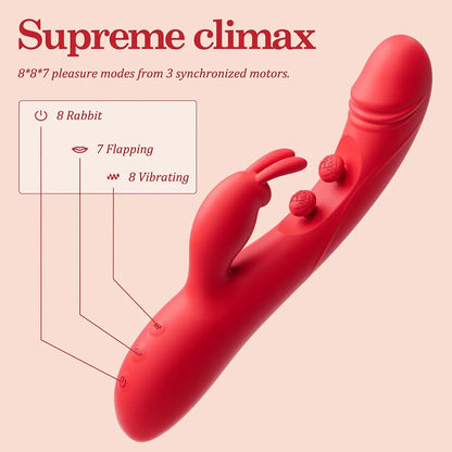 Dual-Stimulation Rabbit Vibrator with 7 Flapping and 16 Vibration Modes for Clitoral and G-Spot Pleasure