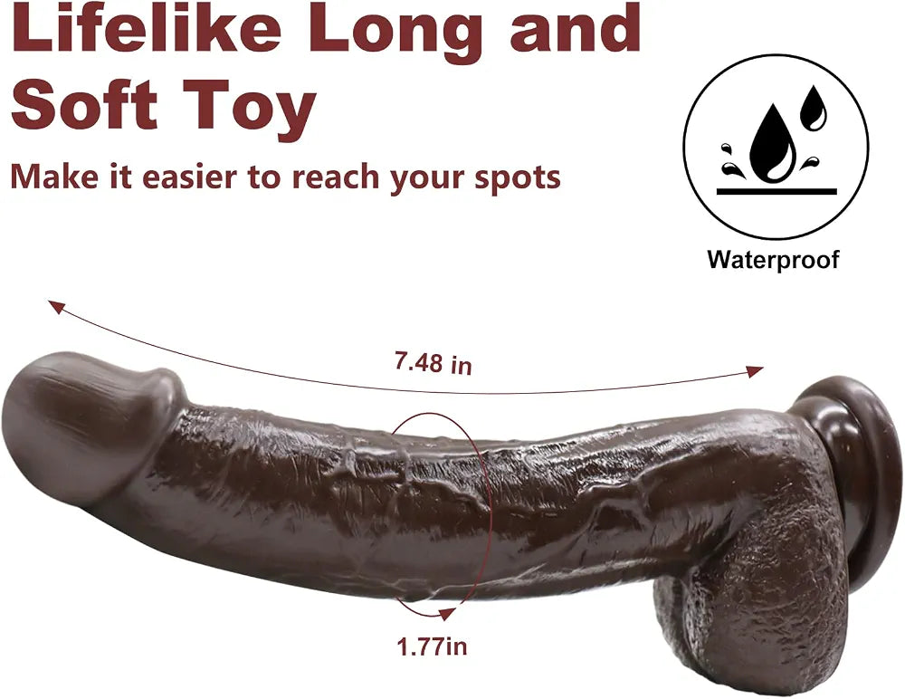 9.25 Inch Realistic Lifelike Black Dildo with Strong Suction Cup for Hands-Free G-Spot and Anal Stimulation
