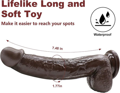 9.25 Inch Realistic Lifelike Black Dildo with Strong Suction Cup for Hands-Free G-Spot and Anal Stimulation