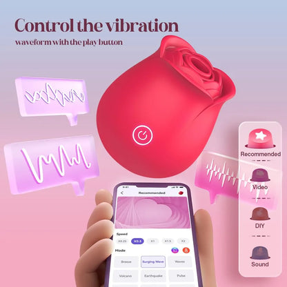 Rose-Shaped 2-in-1 Oral Suction and Clitoral Vibrator with 9 Stimulation Modes