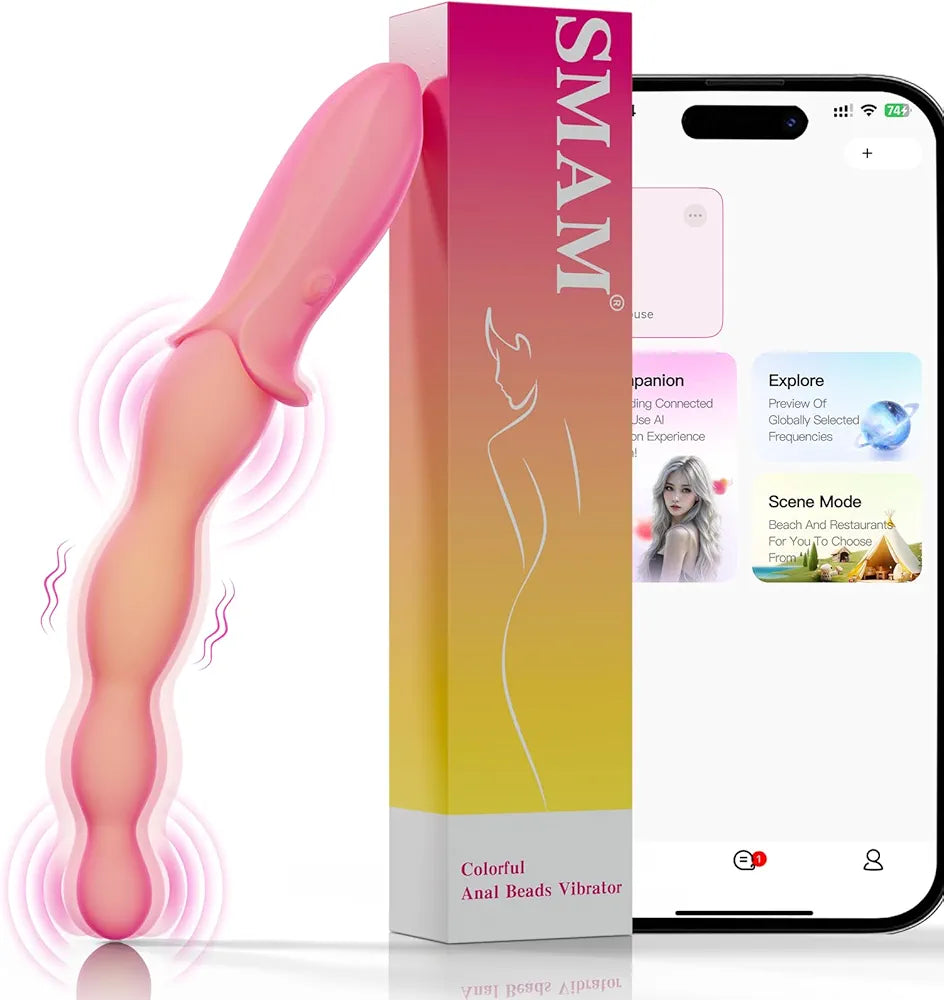 Bluetooth App-Controlled Vibrating Anal Bead Plug with 10 Vibration Modes for Prostate and G-Spot Stimulation